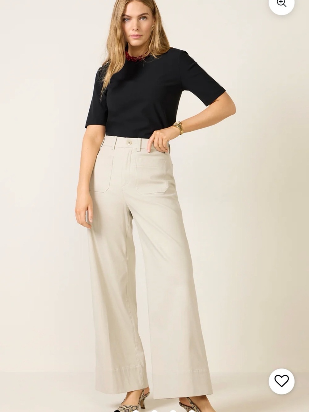 SPANX Stretch Twill Patch pocket Wide Leg High-Rise Pants in light khaki